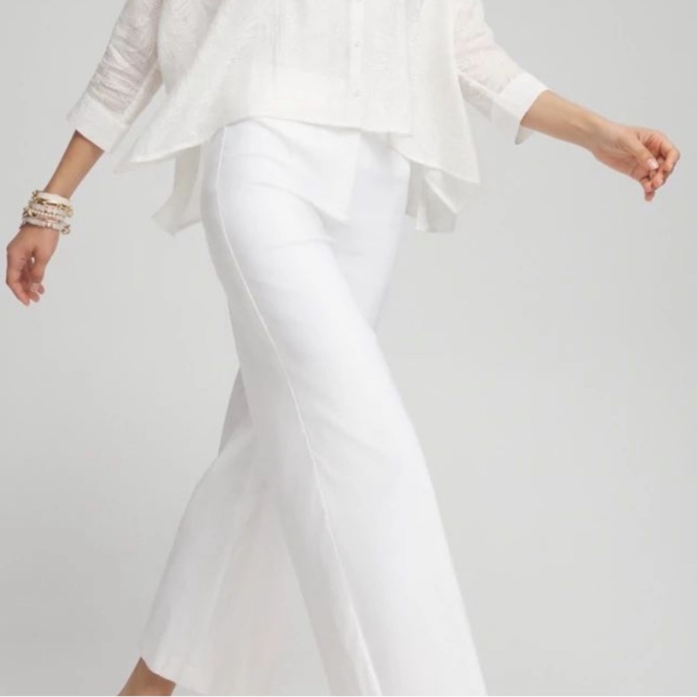 Chico's Crisp White Wide-Leg Trousers